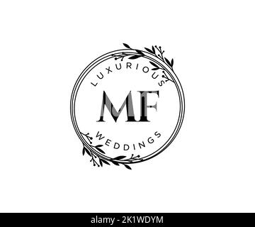 MF Initialen Brief Hochzeit Monogramm Logos Vorlage, handgezeichnete moderne minimalistische und florale Vorlagen für Einladungskarten, Save the Date, elegant Stock Vektor