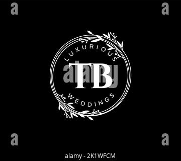 TB Initialen Brief Hochzeit Monogramm Logos Vorlage, handgezeichnete moderne minimalistische und florale Vorlagen für Einladungskarten, Save the Date, elegant Stock Vektor