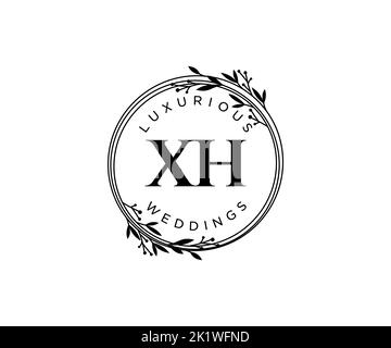 XH Initialen Brief Hochzeit Monogramm Logos Vorlage, handgezeichnete moderne minimalistische und florale Vorlagen für Einladungskarten, Save the Date, elegant Stock Vektor