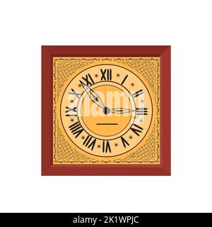 Vintage-Uhr auf weißem Hintergrund isoliert. Wohnraumkonzept. Stock Vektor