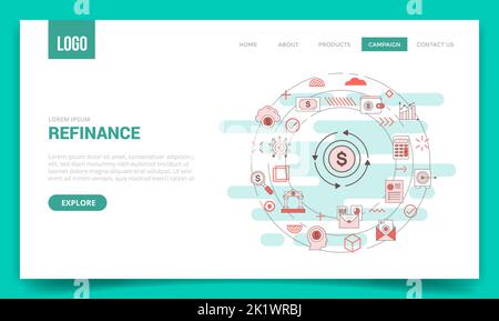 Refinanzierung Konzept mit Kreis-Symbol für Website-Vorlage oder Landing-Page-Homepage Vektor-Illustration Stockfoto