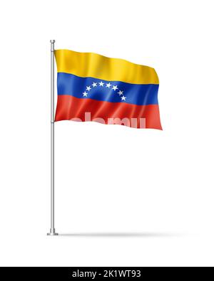 Venezuela-Flagge, Abbildung 3D, isoliert auf Weiß Stockfoto