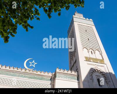 Die große Moschee von Paris befindet sich im 5. Arrondissement und ist eine der größten Moscheen Frankreichs Stockfoto