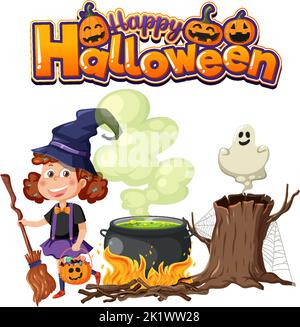 Happy halloween Schrift Logo Illustration Stock Vektor