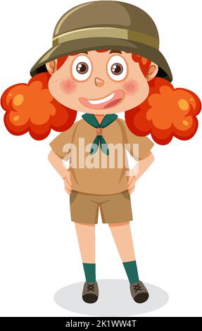 Nettes Mädchen tragen Camping Outfit Illustration Stock Vektor