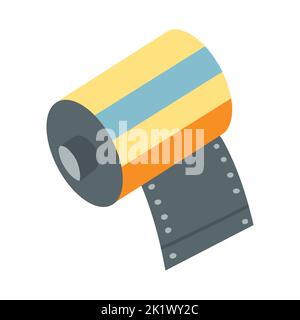 Retro-Fotofilm-Rolle in flacher Optik. Vektordarstellung von Zubehör für Fotokamera, Nostalgie 1980 1990. Stock Vektor