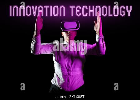 Text mit Inspiration Innovation Technology. Geschäftsansatz Neue Idee oder Methode technischer oder wissenschaftlicher Natur Stockfoto