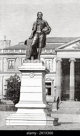 Die Statue von Gay-Lussac in Limoges. Joseph Louis Gay-Lussac (1778-1850) Französischer Chemiker Und Physiker, Frankreich. Alte, gravierte Illustration aus dem 19.. Jahrhundert von La Nature 1890 Stockfoto