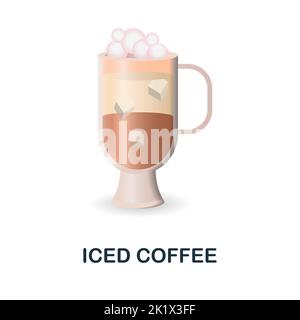 Eiskaffeesymbol. 3D Abbildung aus der Kaffeesammlung. Creative Iced Coffee 3D Symbol für Webdesign, Vorlagen, Infografiken und mehr Stock Vektor