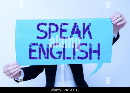 Konzeptionelle Darstellung sprechen Englisch. Business Idea Lernen Sie eine andere Fremdsprache Online-Verbal-Kurse Stockfoto