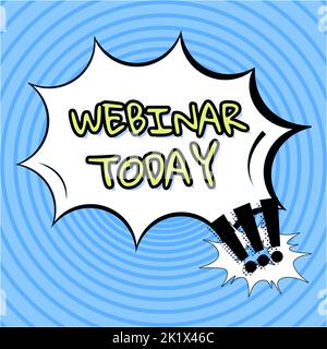 Hand schreiben Zeichen Webinar Todaylive online pädagogische Präsentation an verschiedenen Standorten. Geschäftsansatz Live-Online-Schulungspräsentation auf Stockfoto