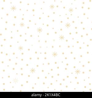 Schneeflocke Schneemuster. Beige Kreise und Schneeflocken Vektorgrafik Stock Vektor