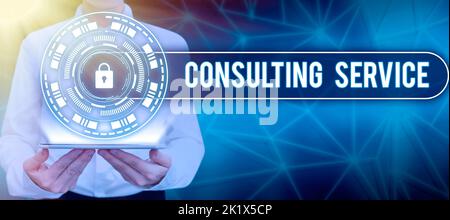 Textüberschrift mit Consulting ServiceExperts, die einem Dritten gegen eine Gebühr Wissen zur Verfügung stellen. Business Idea Experten, die Wissen zu einem bietet Stockfoto