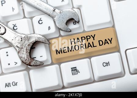 Konzeptionelle Darstellung Happy Memorial DayAndenken an diejenigen, die im Militärdienst gestorben sind. Internet-Konzept zu Ehren der Erinnerung an diejenigen, die in gestorben Stockfoto