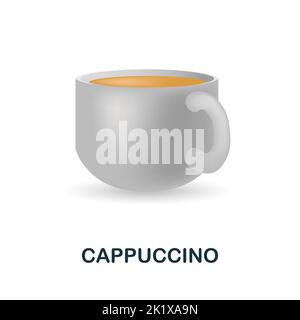 Cappuccino-Symbol. 3D Abbildung aus der Kaffeesammlung. Creative Cappuccino 3D-Symbol für Webdesign, Vorlagen, Infografiken und mehr Stock Vektor