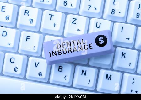 Inspiration zeigt Zeichen ZahnversicherungForm der Gesundheit entwickelt, um Teil oder voller Kosten zu zahlen. Unternehmensüberblick Form der Gesundheit entworfen, um zu zahlen Stockfoto