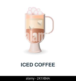 Eiskaffeesymbol. 3D Abbildung aus der Kaffeesammlung. Creative Iced Coffee 3D Symbol für Webdesign, Vorlagen, Infografiken und mehr. Stock Vektor