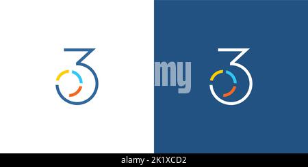 Modernes und einzigartiges Nummer-03-Logo-Design Stock Vektor