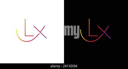 Modernes, minimalistisches und farbenfrohes Logo mit LX-Initialen Stock Vektor