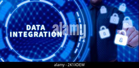 Handschrift Zeichen DatenintegrationKombination von technischen und geschäftlichen Prozessen zu kombinieren. Geschäftsansatz Kombination aus Technik und Geschäft Stockfoto