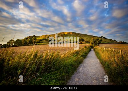 Cley Hill in der Abenddämmerung, Wiltshire Stockfoto