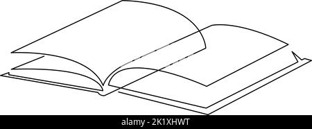 Fortlaufende einzeilige Zeichnung offenes Buch. Vektor-Illustration Bildung liefert zurück zur Schule Thema Stock Vektor