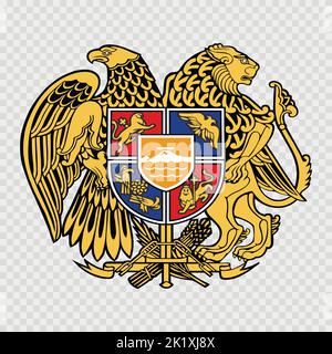 Wappen Armeniens. Armenisches nationales Symbol in offiziellen Farben. Vorlagensymbol. Abstrakte Vektordarstellung Stock Vektor