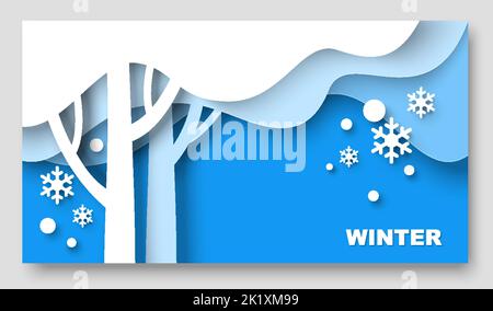 Winter Banner Saison Papier Schnitt 3D Vektor-Design Stock Vektor