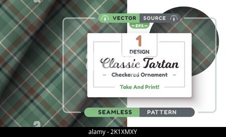 Military Tartan Nahtloses Muster, militärische Textur, karierte schottische Qualität Stock Vektor