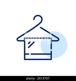 Handtuch auf einem Kleiderbügel. Symbol für Wäscherei oder Spa. Pixelgenaue, bearbeitbare Konturlinie Stock Vektor