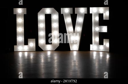 Licht-up Liebesbriefe Stockfoto