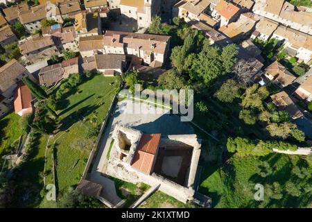 Fotografische Dokumentation der kleinen Festung von Suvereto in der Toskana Italien Stockfoto