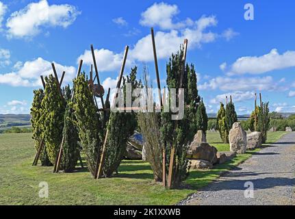 „Cosmic Collisions“, Außenkunstwerk von Charles Jencks. Crawick Multiverse, Sanquhar, Dumfries und Galloway, Schottland, Vereinigtes Königreich, Europa. Stockfoto