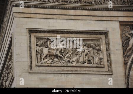 Die architektonischen Details am Arc de Triomphe de l Etoile in Paris, Frankreich Stockfoto