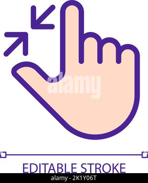 Zoom out Touch Pixel Perfect RGB-Farbsymbol Stock Vektor