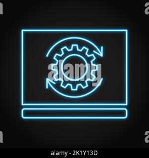 Software aktualisiert Neon-Symbol in Linie Stil. Aktualisierung der Systemdaten. Vektorgrafik. Stock Vektor