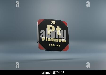 Schöne abstrakte Illustrationen stehen schwarz und rot Platinum Element des Periodensystems. Modernes Design mit goldenen Elementen, 3D Rendering illu Stockfoto