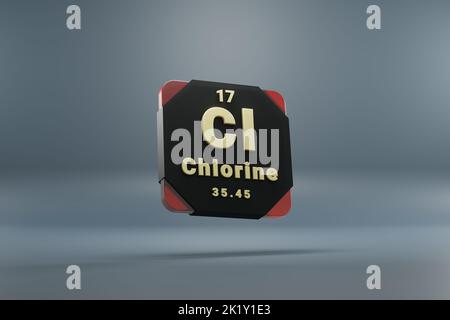 Schöne abstrakte Illustrationen stehen schwarz und rot SSS Element des Periodensystems. Modernes Design mit goldenen Elementen, 3D Rendering illustrat Stockfoto