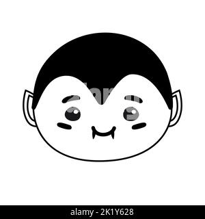 Vektor flach von Hand gezeichnet niedlichen Vampir Gesicht isoliert auf weißem Hintergrund Stock Vektor