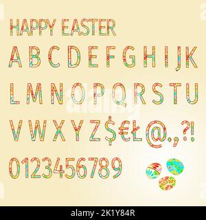 Alphabet der Ostereier Happy Easter Vektor Stock Vektor