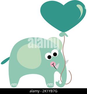 Lustiger Elefant mit einem herzförmigen Ballon Stockfoto