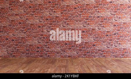 Rote Ziegelwand Grunge Textur, Alte rote Ziegelwand Grunge Textur Design Hintergrund, Blank Wand 3D Rendering Stockfoto