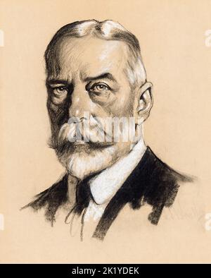 George V, (1865-1936), König des Vereinigten Königreichs, Portraitzeichnung in Holzkohle, Kreide von Samuel Johnson Woolf, 1932 Stockfoto