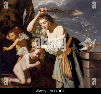 Jan van Bijlert, Venus Keuschheitskur Amor, Ölgemälde auf Leinwand, 1628 Stockfoto