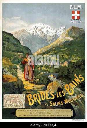 Tanconville - Antik-Reiseposter Tanconville - PLM. Savoie. Brides-les-Bains et Salins-Moutiers Stockfoto