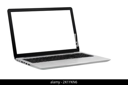 Laptop auf weißem Hintergrund mit Beschneidungspfad isoliert Stockfoto