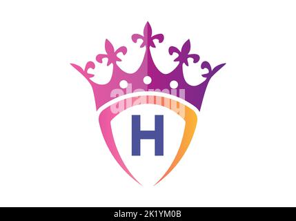 Buchstabe H Monogramm Alphabet mit Schild und Krone Logo Vorlage. Stock Vektor