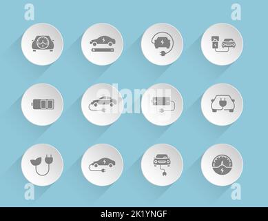 Eco Auto Vektor-Symbole auf runden geschwollenen Papier Kreise Stock Vektor