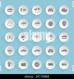Eco Auto Vektor-Symbole auf runden geschwollenen Papier Kreise Stock Vektor
