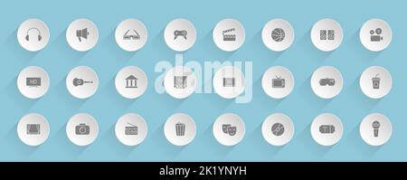 Unterhaltungsvektoren auf runden geschwollenen Papierkreisen Stock Vektor